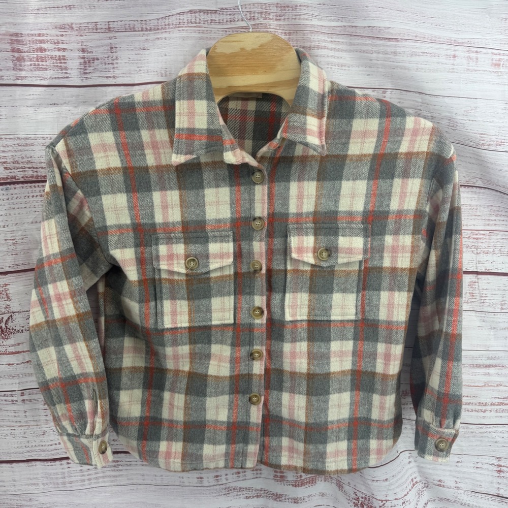 Altard State Flannel Shirt Jacket Womens Medium Plaid Shacket Heavy